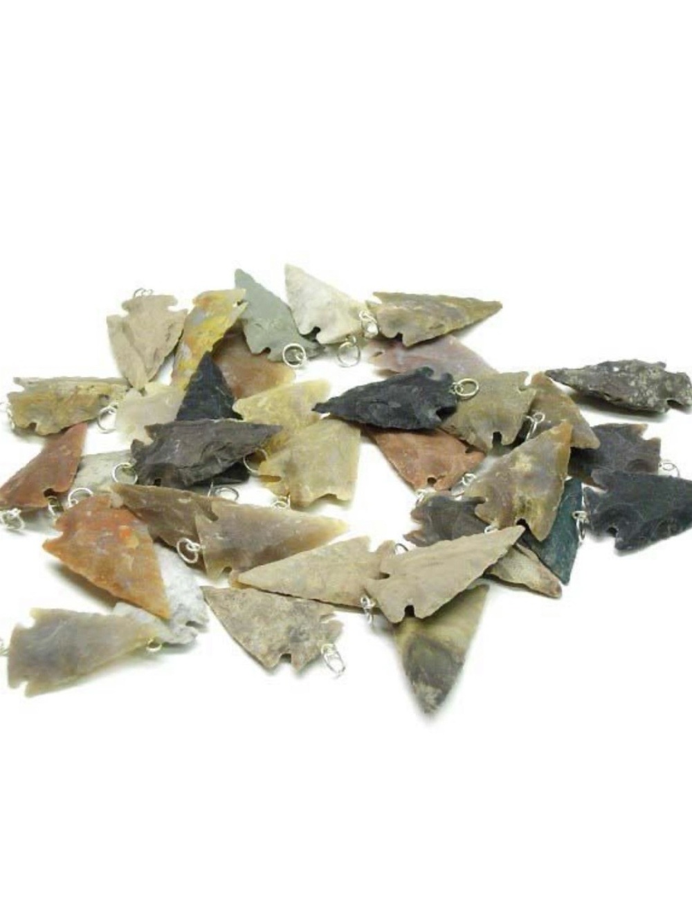 Natural Multicolor Arrowhead Pendants Lot